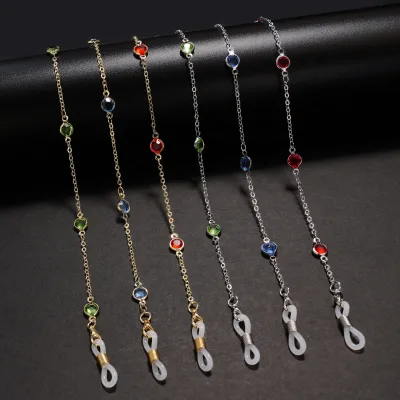 Zircon Water Drill Eyeglasses Neck Strap 75cm Colorfast Electroplated Rope Hanging Chain