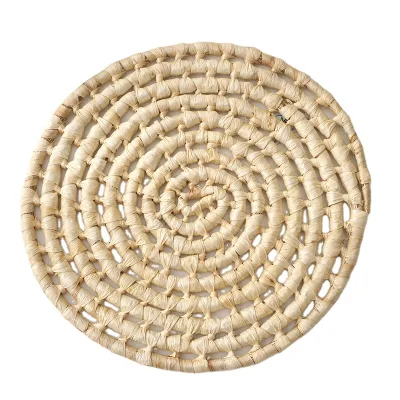 Natural  Handmade Corn Husk Grass Placemat 13 INCH Customized Coaster Hanging Wall Art Boho Wedding Restaurant