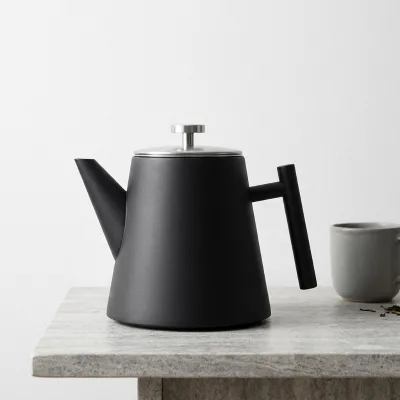 Factory Making Fruit Herbal Infusion Tea Travel Friendly Coffee Maker Black 304 Stainless Steel Teapot with Filter Insert