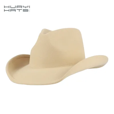 Huayihats Factory Custom Wide RiBm Western Wool Cowboy Hats for Men Adult