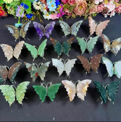 Wholesale Metal Body Crystal Various Butterfly Wings Carvings Hand Engraved Healing Crystal Crafts for Decoration
