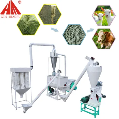Grass Meal Pellet Processing Unit Full Set Grass Powder Crushing Pelletizing Equipment for Cattle Sheep Goat Feed Plant