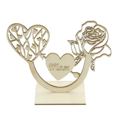 DIY Fashion Hollow Happy Mother's Day Decorations Wooden Ornament for Mothers Day Gifts