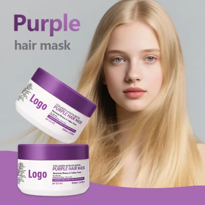 Oem Purple Hair Mask 500ml Organic Color Repair Keratin Biotin Treatment Hair Mask for Dry Silver Blonde Yellow Hair