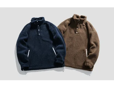 Hot Product Vintage Stand-up Collar Fleece Hoodie for Men