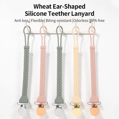 FUBON Food Grade Silicone Wheat Ear Shaped Silicone Pacifier Chain Unisex Baby Pacifier Clip for 0-12 Months