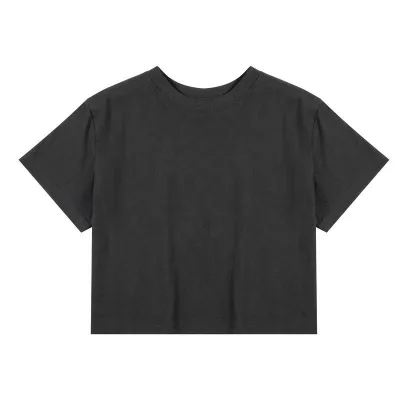 200 GSM 100% Cotton Crop Top Navel Summer Short Sleeve Crew Neck Custom Logo Cropped T-Shirt Women Crop Top
