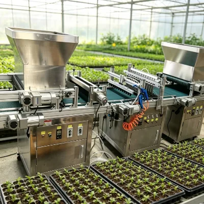High Efficiency Tray Seeding Machine Optional Soil Adding Water Sprayer Vegetable Flower Greenhouse Nursery Equipment