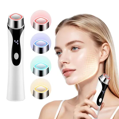 Anti-aging Neck Eye Facial Massager with Vibration Multi-Frequency Color Light for Face Skin Tightening Lifting Wrinkles Remover