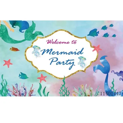 Little Mermaid Happy Birthday Banner Under the Sea Party Decorations,Mermaid Decoration Mermaid Party Supplies Backdrop