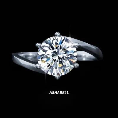 Classic Vintage 2ct D Moissanite Solitaire Ring Gold 6 Prong 925 Silver Twist Arm Wedding Engagement Anniversary Gift