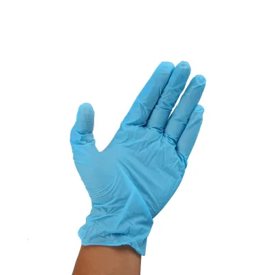 Powder-Free Disposable Blue Vinyl Gloves with Textured Surface, Elastic Cuff for Beauty Salon Hairstyling & Food Handling