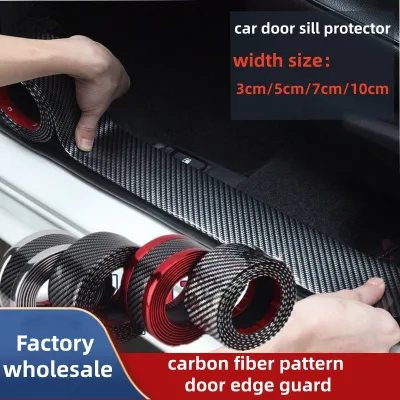 Carbon Fiber Pattern Car Door Sill Protector Anti Scratch Anti-Collision Strip for Car Threshold Bumper Door Edge Guard