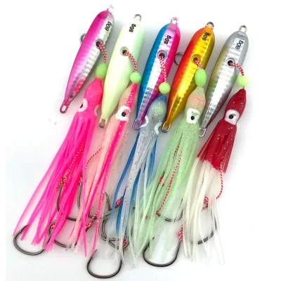 40g 60g 80g 100g 120g 150g 180g 200g Skirt Squid Jig Lure Metal Jig Fishing Jig Lead Casting Sea Water Deep Sea Boat Fishing