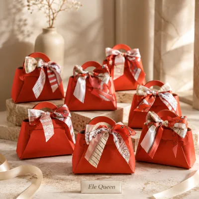 Luxury Foldable Gift Bag with Ribbon Handle for Jewelry Packaging Boutique Gift Wrapping and Retail Presentation