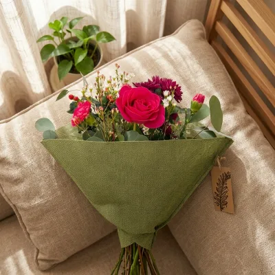 Jute Like Non Woven Sleeve Agricultural Use Customized Package Colorful Design Flower