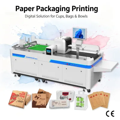 CSJ-297FY Automatic One Pass Digital Printer Full Color Direct Printing for Custom Paper Bags Cups Carton Packaging