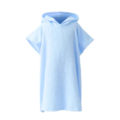 100% Cotton Double Sided Toweling Kids Hooded Bathrobe Cloak, Soft Absorbent Bath Towel