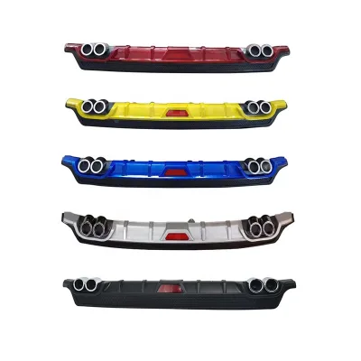 Car Accessories Universal Rear Bumper Diffuser Lip with Exhaust Tip ABS Rear Lip Spoilers