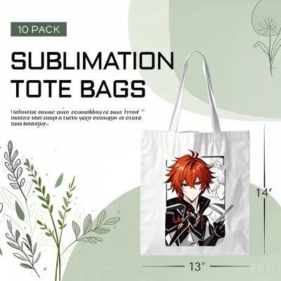 Custom Printed Canvas Book Bags - Anime Theme Kids Study Accessory & Reusable Grocery Carry Bag