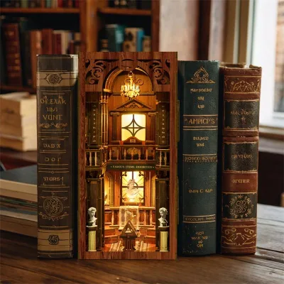 New Style EU CA Version CE Certified Mini Dollhouse Bookshop Memories DIY Book Nook Use As Gifts 3D Wooden Puzzle