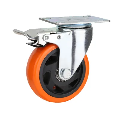 Silent Orange Modern Design Heavy-Duty Universal Industrial PP Furniture Casters with Brakes for Workshop Use