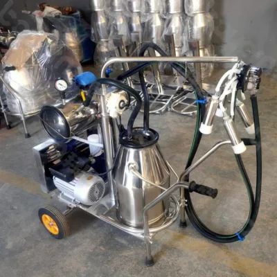 Electric Stainless Steel Portable Milking Machine Cow Milk Collector Vacuum Typesingle Bucket Double Bucket for Farm Aquaculture
