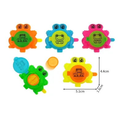 Wholesale Frog Flying Disc Launcher Toy Sliding Handle Ejector Plastic Mechanical Toys Cute Frog Figure Flying Wheel for Kids