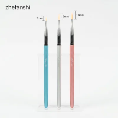 Ultra-Fine Nylon Liner Brush Set 3PCS Metal Handle Nail Art Drawing Pen Eco-Friendly Custom LOGO Wholesale for Salon DIY