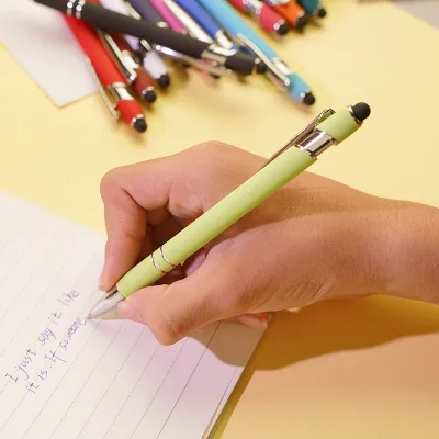Low Minimum Quantity Rubber Finished Metal Screen Touch Pen with Customized Engraving logo for Promotion in Stock