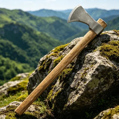 Custom Handmade Carbon Steel Double Blade Multi-Tool Splitting Camping Hunting Axe with Hand Forged Wooden Handle 720g DIY