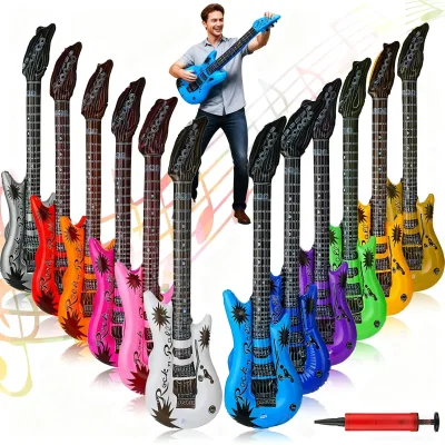 Giant Inflatable Guitar toy Large PVC Rock Star Prop for Music Parties & Stage Performancesable in Multiple Colors