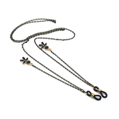 Trendy Fashion Black Metal Halloween Heart-shaped Eyeglass Chain Personalized Eyewear Decoration