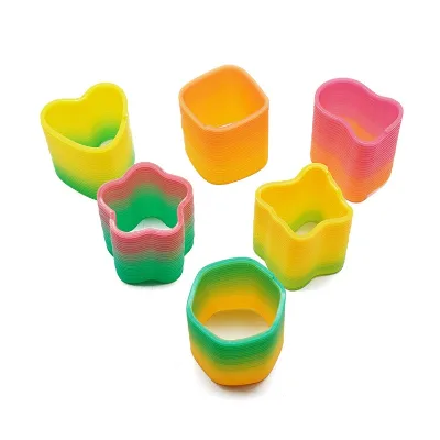 Wholesale Irregular Shaped Rainbow Spring Novelty Toys Bulk Plastic Coil Spring Toy Star Heart Butterfly Geometric Fidget Toys