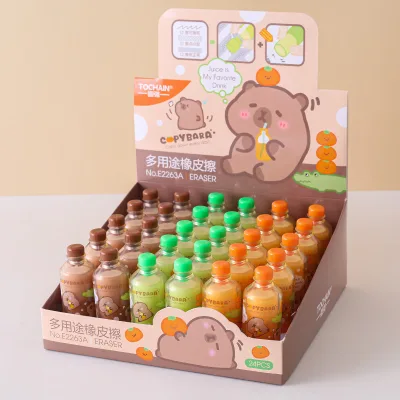 Capybaras Eraser Cute Fruit Writing Drawing Rubber Pencil Erasers Stationery for Kids Gifts School Supplies