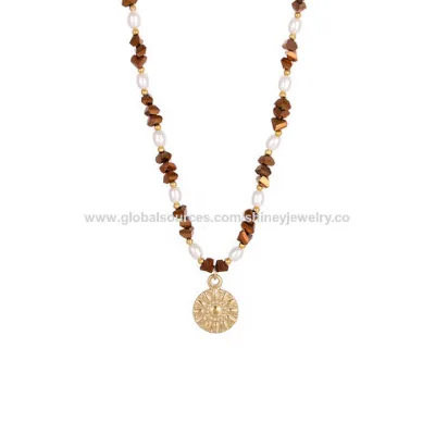 2024 Lovely Stainless Steel handmade Necklace beaded necklace Turquoise Amethyst Natural Stone Necklace Gem Stone Necklace