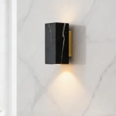 Luxury Marble Wall Lamp with LED Light Multicolored Postmodern Design for Bedroom Home Decor