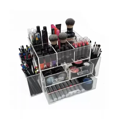 Custom 3 Drawer Tiered Acrylic Makeup/Jewelry Organizer Transparent Desktop & Drawer Organizer