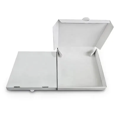 White Corrugated Pizza Box Disposable Grease Resistant Oil Proof for Takeaway Fast Food Pizzeria Restaurant Packaging