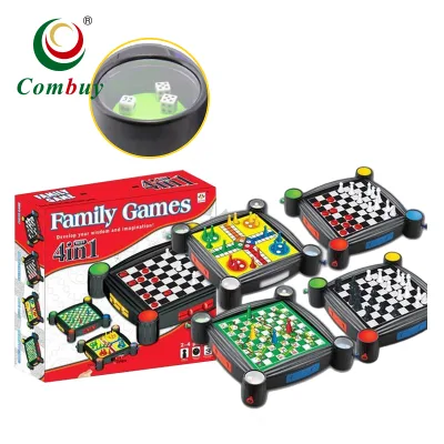 4IN1 Family Play Travel Board Chess Game Set for 2/4 Player