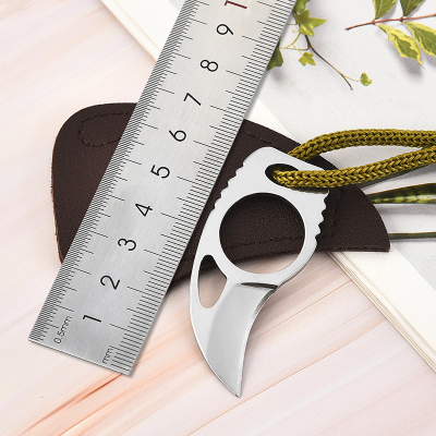Small Knife with Leather Sheath Mini Fixed Blade Knife Lanyard Box Opener Self Defense EDC Knives