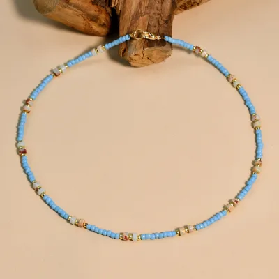 Hot Selling DIY Handmade Gold Plated Cross-Shaped Necklace Semi-Precious Jewellery with Natural Stone Beads Weddings-Free Sample