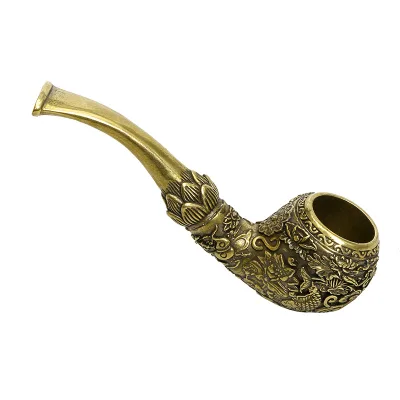 Wholesale Antique Copper Yearly Fish Pipe Metal Brass Carving and Casting Crafts Ornament Collection