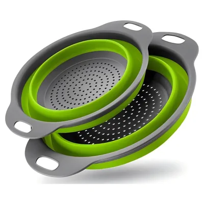 Collapsible Colander with Plastic Handles Round Strainers Foldable Kitchen Perfect for Draining Pasta Vegetable and Fruit