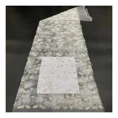New Woven Eco-Friendly Breathable Mesh Sequin Lace Fabric 100% Polyester Specially Designed for Wedding Dresses Handmade