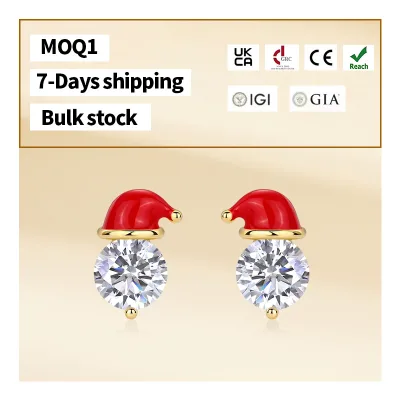 Autumn Winter 925 Silver Moissanite Stud Earrings for Girls Women New Jewelry Gift Bulk in Stock for Christmas