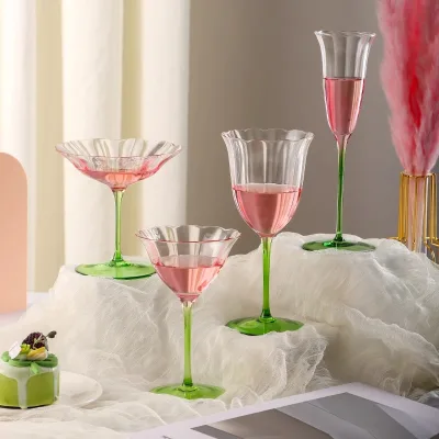 Handmade Lead-free Crystal Glass Flower Vintage Wine Glassware Colorful Glasses Custom logo Color