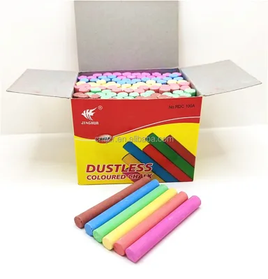 The Factory Wholesales Non Toxic Washable 100pcs for Students Dust-free Colored Chalk