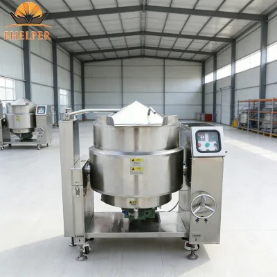 50L-600L Industrial Tilting Jacketed Kettle Gas Heating with Mixer 3 Layer Structure for Jam Soup Curry Paste Stewed Food