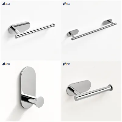 Modern Hotel Bathroom Wall-Mounted Robe Hook Towel Bar Set Anti-Corrosion Polished Finish Eco-Friendly Easy Installation